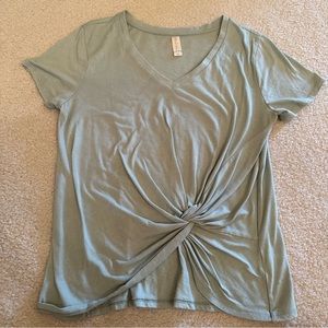 Altar'd State Sage Green V-Neck Short Sleeve Tee